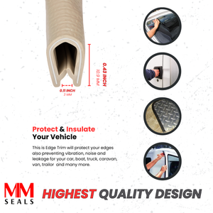 Beige Car Door Protector U Shape - Edge Trim - Beige Door Edge Guard - Black Car Guards - and Protective Strip for Car Door Entry and Protection