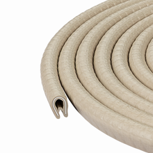 Load image into Gallery viewer, Small Beige U-Channel Edge Trim Seal – Fits Edge 1/16&quot; to 1/8&quot; – Flexible PVC Edge Protector for Metal Panels, Doors, Cabinets, and Car Body – Weatherproof
