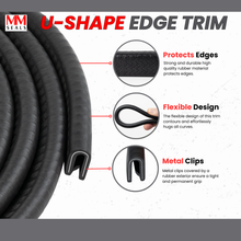 Load image into Gallery viewer, Car Door Edge Guard – Flexible U-Shape Rubber Seal Protector, Universal Fit Automotive Door Trim Molding – Protects Against Scratches &amp; Dings – Fits 1/16” Edge, 9/16” Leg Length
