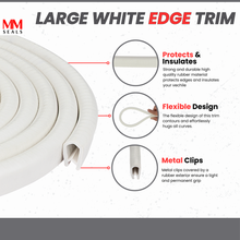 Load image into Gallery viewer, White Edge Trim Black Large Fits edge thickness up to 0.16 inch (4mm), Leg Length 0.65 inch (16.5mm)
