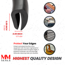 Load image into Gallery viewer, U-Shape Rubber Edge Trim Seal – EPDM Edge Protector for Metal and Glass Edges – Weather Resistant, Noise &amp; Vibration Reduction
