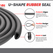 Load image into Gallery viewer, U-Shape Rubber Edge Trim Seal – EPDM Edge Protector for Metal and Glass Edges – Weather Resistant, Noise &amp; Vibration Reduction
