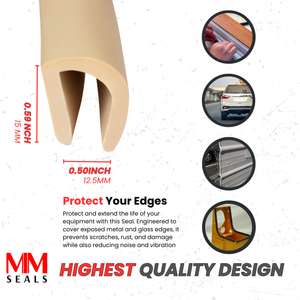U-Shape Rubber Edge Trim Seal – EPDM Edge Protector for Metal and Glass Edges – Weather Resistant, Noise & Vibration Reduction