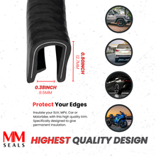 Load image into Gallery viewer, Car Door Edge Guard – Flexible U-Shape Rubber Seal Protector, Universal Fit Automotive Door Trim Molding – Protects Against Scratches &amp; Dings – Fits 1/4” Edge, 1/2&quot; Leg Length
