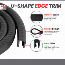 Load image into Gallery viewer, Car Door Edge Guard – Flexible U-Shape Rubber Seal Protector, Universal Fit Automotive Door Trim Molding – Protects Against Scratches &amp; Dings – Fits 1/4” Edge, 1/2&quot; Leg Length
