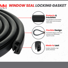 Load image into Gallery viewer, Universal Windshield Rubber Seal with Dual Channel – Fits Glass and Metal Edge | For Car, Tractor, Van, Caravan, Bus, Boat, Heavy Equipment | EPDM Weatherstrip Gasket
