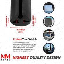 Load image into Gallery viewer, Window Rubber Seal - Locking Gasket, Fits Glass 1/4 inch (6.3 mm), Panel 1/8 inch (3mm), for Heavy Equipment, Boat, Cars.
