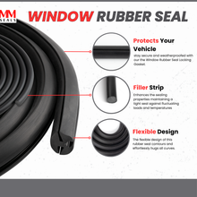 Load image into Gallery viewer, Window Rubber Seal - Locking Gasket, Fits Glass 1/4 inch (6.3 mm), Panel 1/8 inch (3mm), for Heavy Equipment, Boat, Cars.
