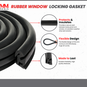 Heavy-Duty Windshield Rubber Seal for Tractor & Heavy Equipment | EPDM Locking Gasket for Stationary Glass | Durable Weatherstrip for Agricultural Machinery & Construction Vehicles
