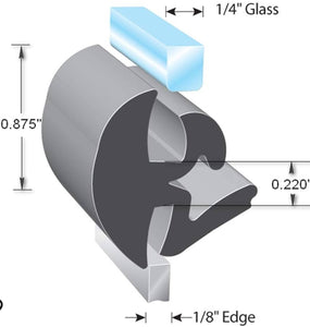 Window Rubber Seal, Fits Glass 1/4 inch (6.3 mm), Panel 1/8 inch (3mm), Locking Gasket for Heavy Equipment, Boat, Cars.