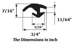 Windshield Rubber Seal Small for Cars, 0.75 inch width (19mm)