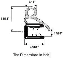 Load image into Gallery viewer, Light Gray Door Rubber Seal Large Grip Range 61/64&quot; Bulb Height x 17/64 Grip Range x 43/64&quot; U Height
