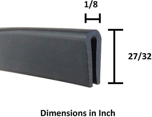 MM SEALS D045 ブラック U チャンネル エッジ トリム シール EPDM 高さ 27/32 インチ x 幅 1/8 インチ