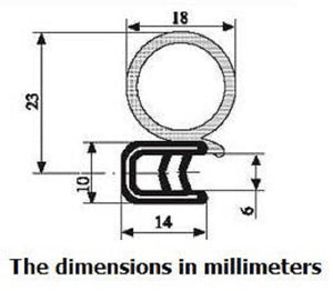 Large Bulb Trim Door Rubber Seal, 0.75 Inch (19mm) Bulb Diameter, 0.039-0.2 Inch (1-5mm) Grip Range