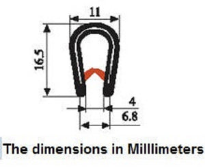 エッジトリム ブラック ラージ エッジの厚さ 0.16 インチ (4mm) まで対応、脚の長さ 0.65 インチ (16.5mm)