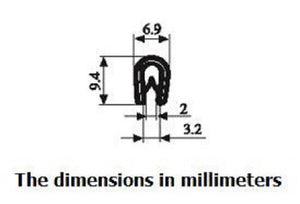 Gray Edge Trim Small Fits thickness 1/16-1/8 inch (1-3mm), Leg Length 0.04 inch (9.5mm)