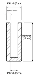 ゴム製エッジトリム 正方形 U チャンネル 1/8 インチの厚さ (3 mm) に適合